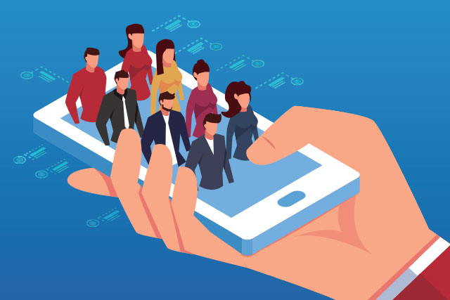 Human resources employee handbook in digital format on the phone