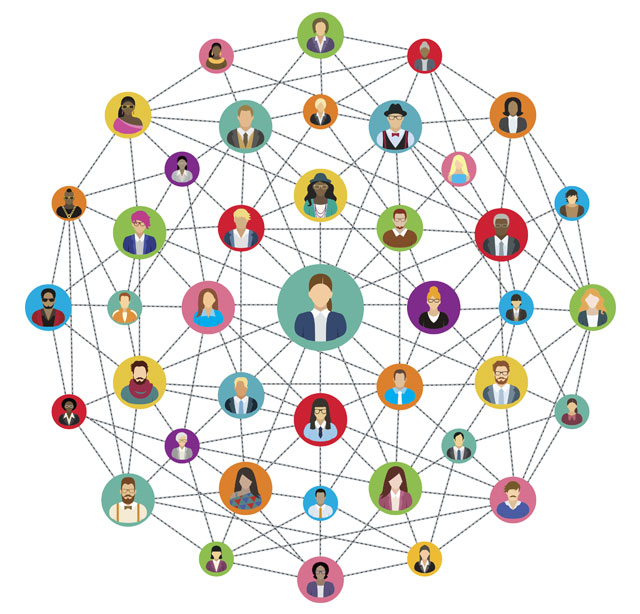 HR web model with main hr consultant in middle and customers all connected