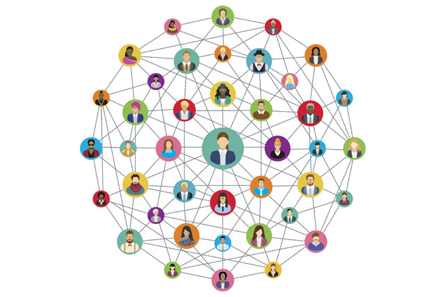 HR web model with main hr consultant in middle and customers all connected