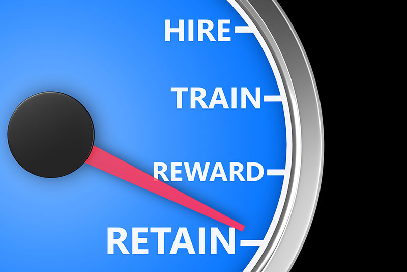 dashboard metric showing employee retention and job satisfaction steps